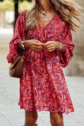 Minikleid mit V-Ausschnitt und Blumenmuster